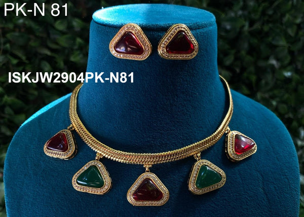 Pure Copper Kundan Jewelry Set-ISKJW2904PK-N81