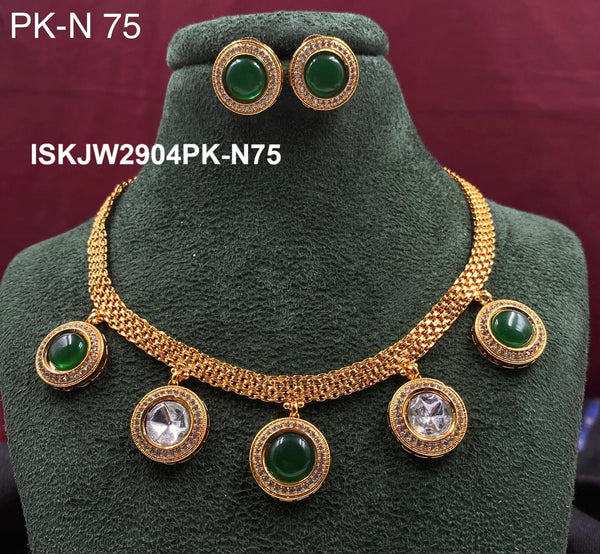 Pure Copper Kundan Jewelry Set-ISKJW2904PK-N75