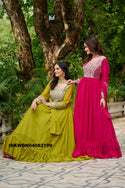 Embroidered Georgette Gown With Dupatta-ISKWGN04082199