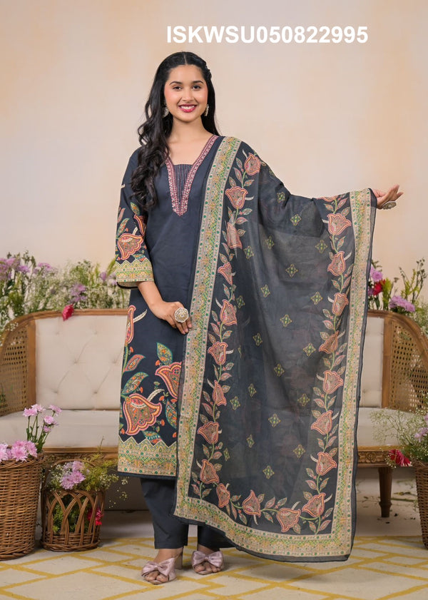 Printed Cotton Kurti With Pant And Dupatta-ISKWSU050822995