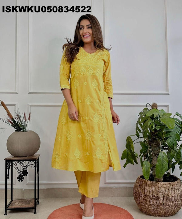 Embroidered Cotton Kurti With Pant-ISKWKU050834522