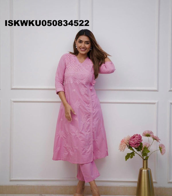 Embroidered Cotton Kurti With Pant-ISKWKU050834522