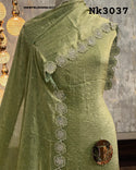 Embroidered Crush Shimmer Kurti With Shantoon Bottom And Dupatta-ISKWFBL0608Nk3037