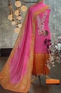 Embroidered Malmal Chanderi Kurti With Bottom And Dupatta-ISKWFBL060835007