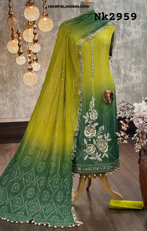 Ombre Digital Printed Crush Tissue Kurti With Upada Silk Bottom And Dupatta-ISKWFBL0608Nk2959