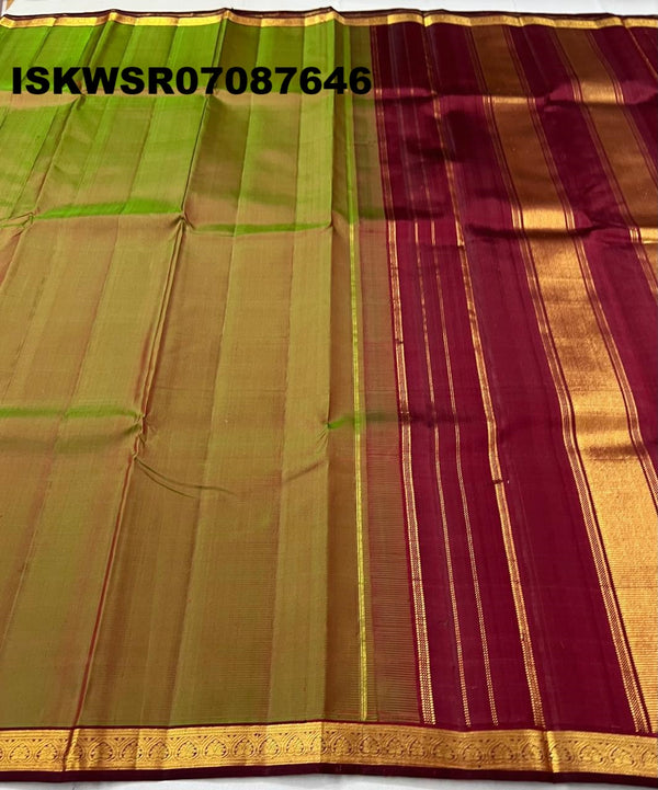 Kanchipuram Handloom Silk Saree With Contrast Blouse-ISKWSR07087646