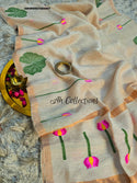 Hand Woven Linen Tissue Silk Saree With Blouse-ISKWSR07084507