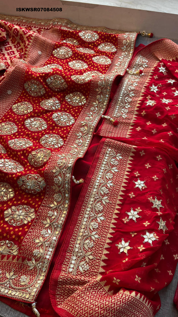 Banarasi Weaved Khadi Georgette Saree With Blouse-ISKWSR07084508