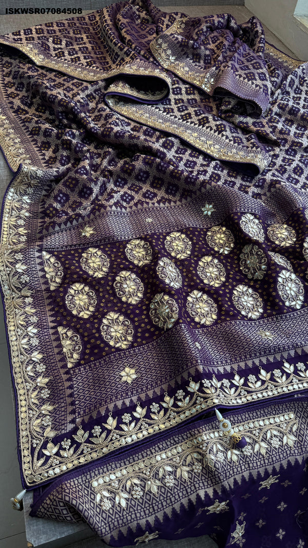 Banarasi Weaved Khadi Georgette Saree With Blouse-ISKWSR07084508