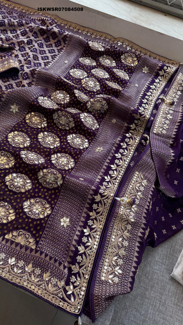 Banarasi Weaved Khadi Georgette Saree With Blouse-ISKWSR07084508