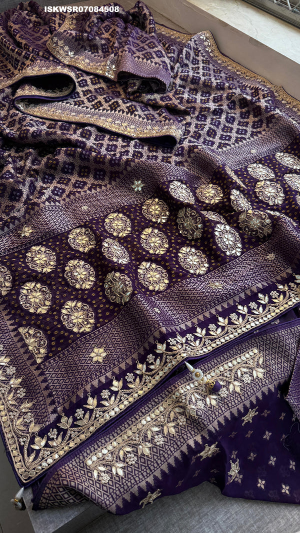 Banarasi Weaved Khadi Georgette Saree With Blouse-ISKWSR07084508