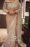 Sequined Net Saree With Ready To Wear Blouse-ISKWSR07084510