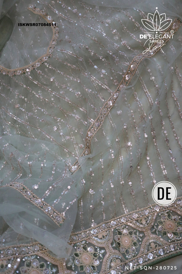 Embroidered Net Saree With Blouse-ISKWSR07084511