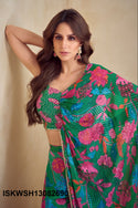 Digital Printed Chinon Silk Crop Top With Sharara Attached With Dupatta-ISKWSH13082690