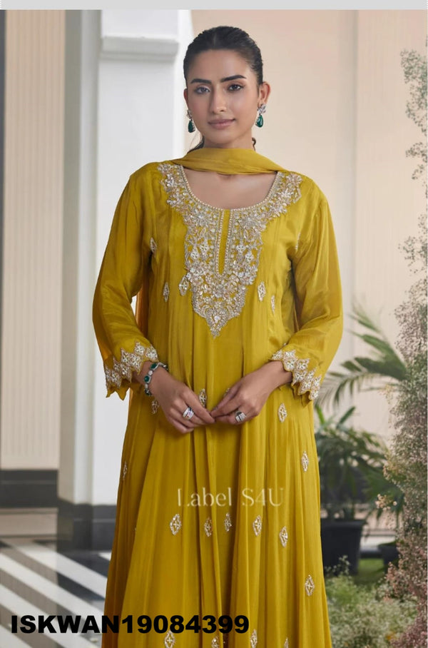 Embroidered Silk Anarkali With Dupatta-ISKWAN19084399