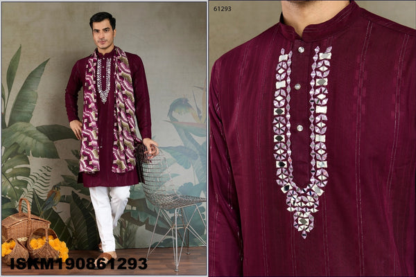 Self Zari Weaved Viscose Kurta With Printed Dupatta-ISKM190861291/92/93/94