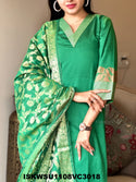 Banarasi Silk Kurti With Silk Pant And Banarasi Dupatta-ISKWSU1108VC3018