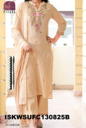 Embroidered Cotton Kurti With Pant And Dupatta-ISKWSUFC130825B