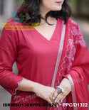 Hand Crafted Cotton Kurti With Pant And Handloom Dupatta-ISKWSU1308PPC/D1322