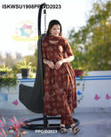 Bandhani Printed Cotton Anarkali Kurti With Pant And Kota Doriya Dupatta-ISKWSU1908PPC/D2023