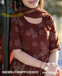 Bandhani Printed Cotton Anarkali Kurti With Pant And Kota Doriya Dupatta-ISKWSU1908PPC/D2023