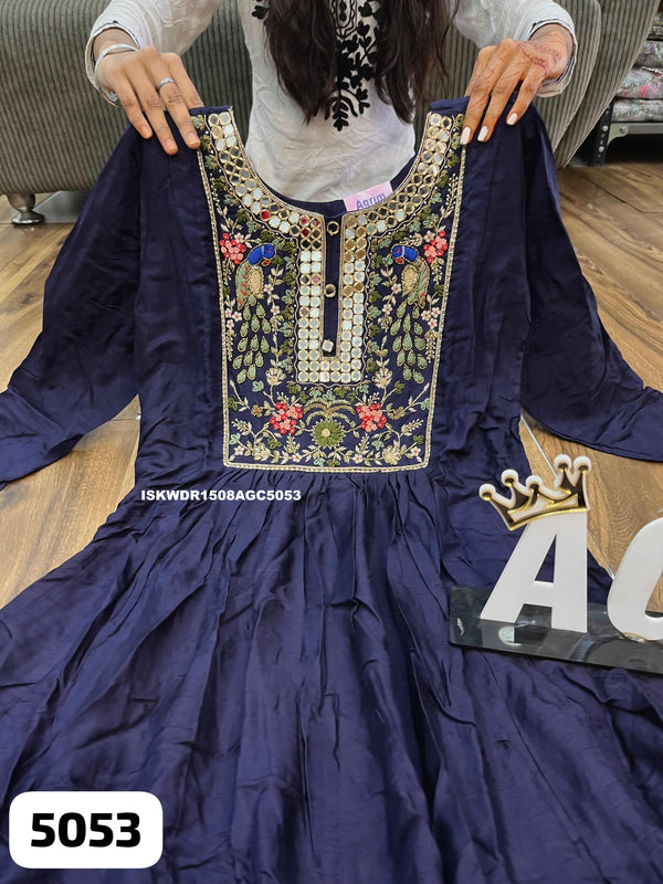Embroidered Maslin Silk Dress-ISKWDR1508AGC5053