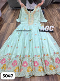 Embroidered Tissue Silk Gown With Dupatta-ISKWGN1508AGC5047