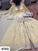 Embroidered Tissue Silk Kurti With Sharara And Chiffon Dupatta-ISKWSH1508AGC4743