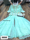 Embroidered Chinon Silk Crop Top With Sharara And Organza Jacket-ISKWSH1508AGC5050