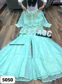 Embroidered Chinon Silk Crop Top With Sharara And Organza Jacket-ISKWSH1508AGC5050