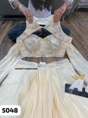 Embroidered Georgette Crop Top With Skirt And Cape-ISKWSKT1508AGC5048