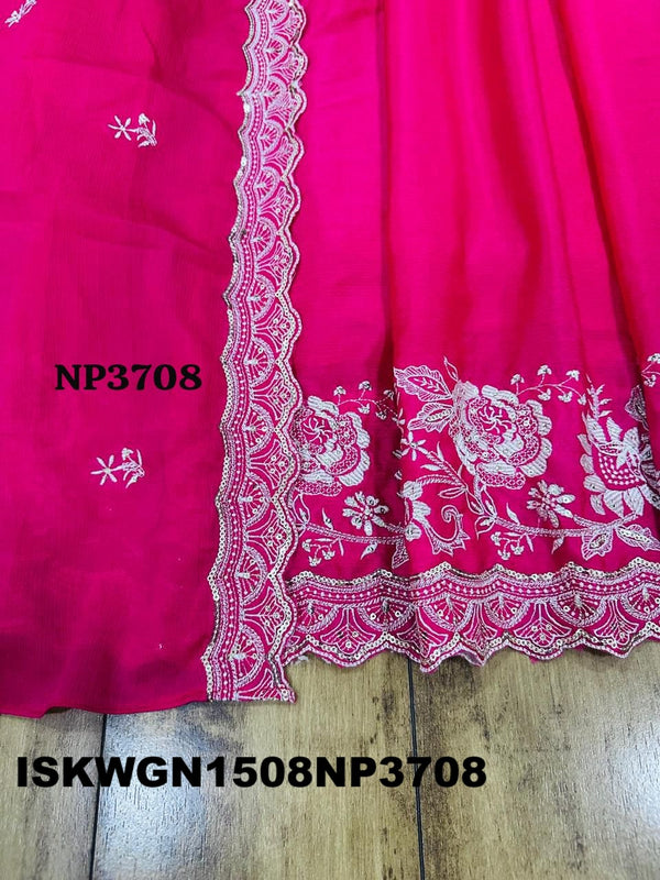 Embroidered Chinon Silk Gown With Dupatta-ISKWGN1508NP3708