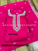 Embroidered Chinon Silk Gown With Dupatta-ISKWGN1508NP3708