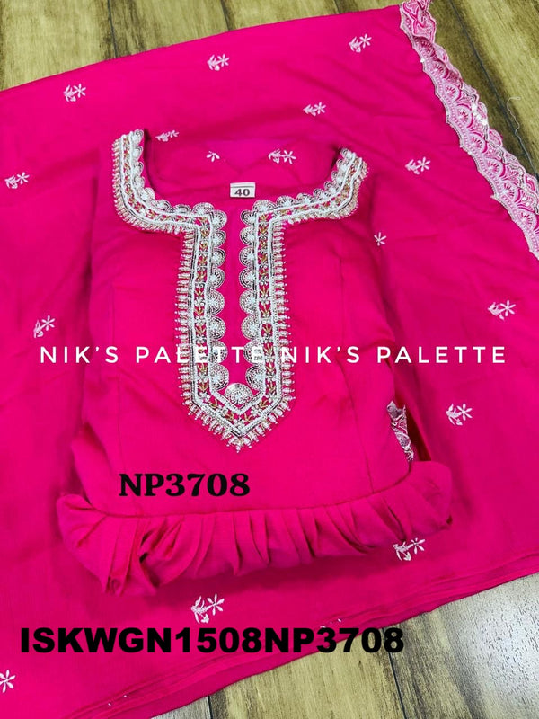 Embroidered Chinon Silk Gown With Dupatta-ISKWGN1508NP3708