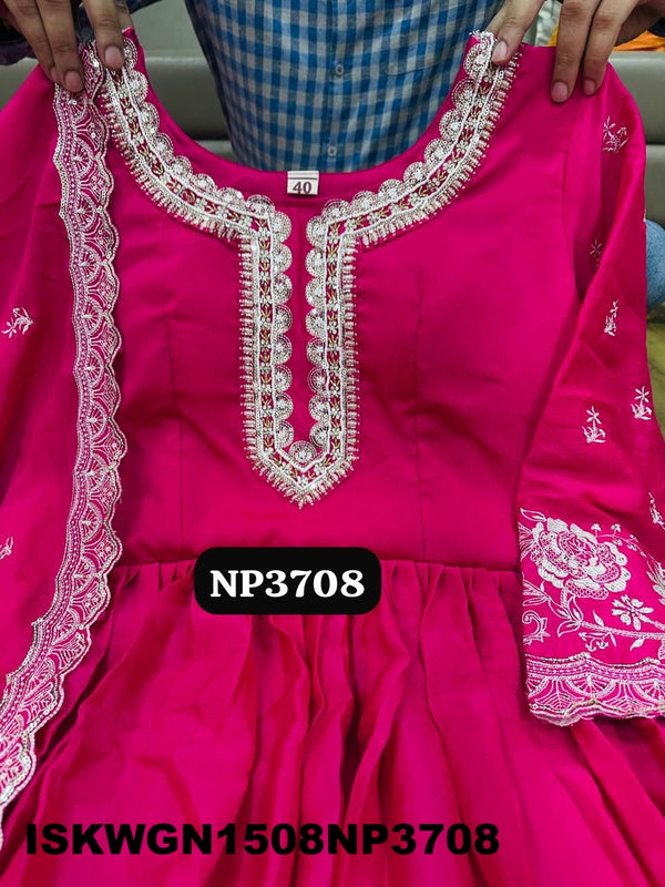 Embroidered Chinon Silk Gown With Dupatta-ISKWGN1508NP3708