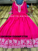 Embroidered Chinon Silk Gown With Dupatta-ISKWGN1508NP3708