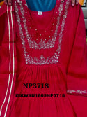 Embroidered Malmal Chanderi A-Line Kurti With Pant And Dupatta-ISKWSU1805NP3718