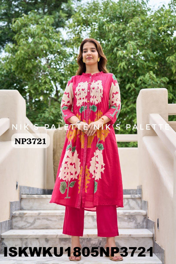 Digital Printed Malmal Cotton Kurti With Pant-ISKWKU1805NP3720/NP3721