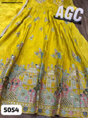 Embroidered Tissue Silk Gown With Dupatta-ISKWGN1908AGC5054