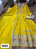 Embroidered Tissue Silk Gown With Dupatta-ISKWGN1908AGC5054