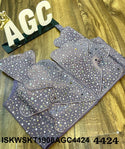 Sequined Maslin Silk Crop Top With Skirt And Ruffle Dupatta-ISKWSKT1908AGC4424