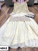 Embroidered Tissue Silk Kurti With Skirt And Dupatta-ISKWSKT1908AGC4843