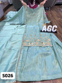 Embroidered Tissue Silk Kurti With Skirt And Dupatta-ISKWSKT1908AGC5026