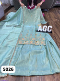 Embroidered Tissue Silk Kurti With Skirt And Dupatta-ISKWSKT1908AGC5026