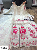 Embroidered Tissue Silk Kurti With Sharara And Dupatta-ISKWSH1908AGC4959