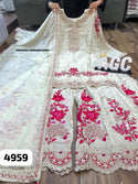 Embroidered Tissue Silk Kurti With Sharara And Dupatta-ISKWSH1908AGC4959