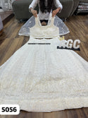 Georgette Chikankari Crop Top Attached With Net Cowl And Chikankari Skirt-ISKWSKT1908AGC5056