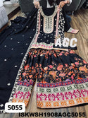 Embroidered Chinon Silk Kurti With Printed Sharara And Dupatta-ISKWSH1908AGC5055