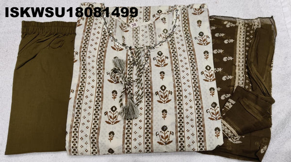 Printed Cotton Kurti With Pant And Dupatta-ISKWSU18081499