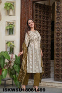 Printed Cotton Kurti With Pant And Dupatta-ISKWSU18081499